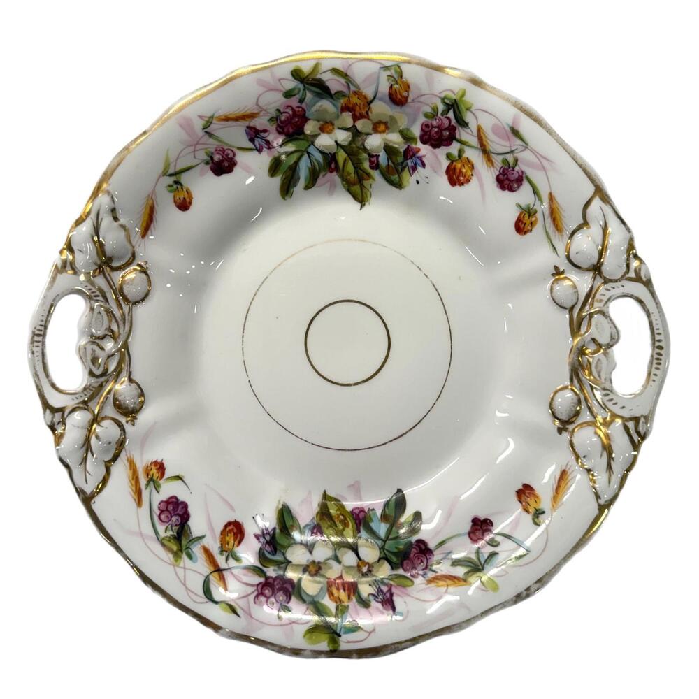CT Crown Blue Mark Antique 10” Floral Porcelain Plate - Rare